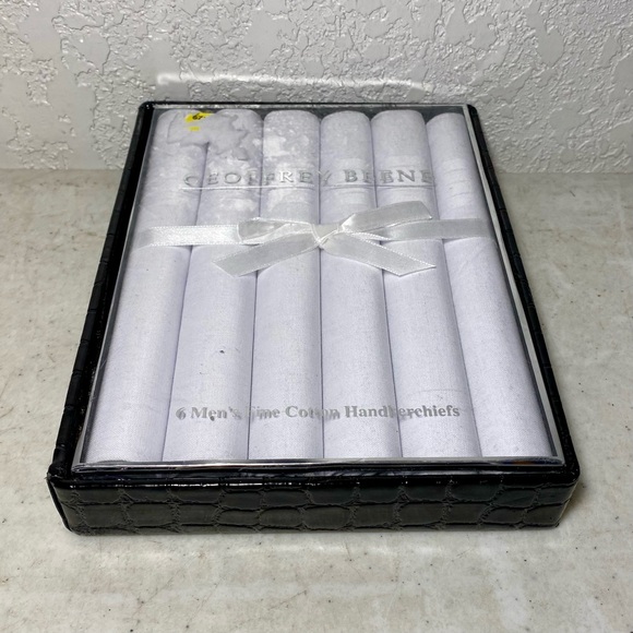 Geoffrey Beene 100% Fine Cotton White Handkerchief 6pk - Picture 3 of 5